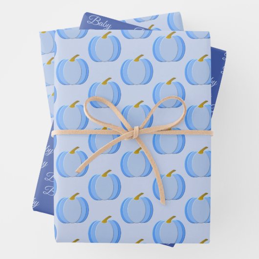 Cute Blue Baby Boy Pumpkin Custom Patterned Inpakpapier Vel (In situ)