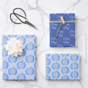 Cute Blue Baby Boy Pumpkin Custom Patterned Inpakpapier Vel