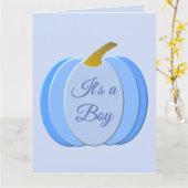Cute Blue Baby Boy Pumpkin Gender onthulling Aange Kaart (Gele Bloem)