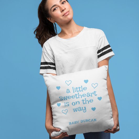 Cute Blue Baby Boy Shower Kussen