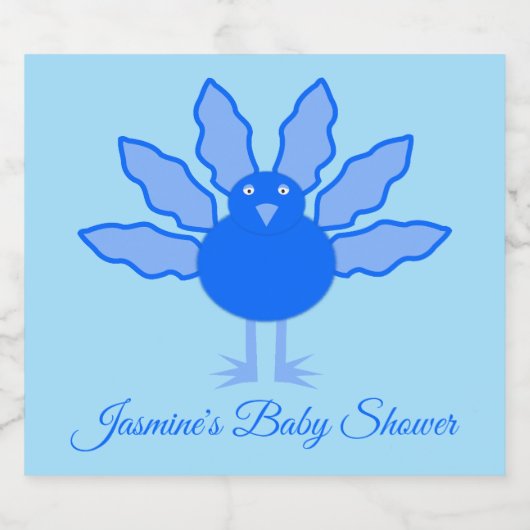 Cute Blue Baby Boy Thanksgiving Turkey Baby shower Likeurfles Etiket (Enkel label)