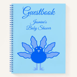 Cute Blue Baby Boy Thanksgiving Turkey Baby shower Notitieboek