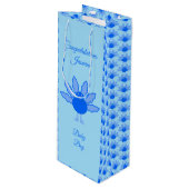 Cute Blue Baby Boy Thanksgiving Turkey Custom Wijn Cadeautas (Voorkant Gekanteld)