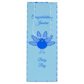 Cute Blue Baby Boy Thanksgiving Turkey Custom Wijn Cadeautas (Voorkant)