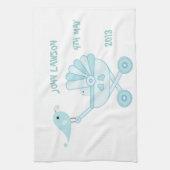 Cute Blue Baby Boy Theedoek (Verticaal)