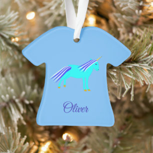 Cute Blue Baby Boy Unicorn Aangepast 1 kerstmis Ornament