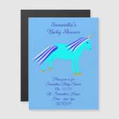 Cute Blue Baby Boy Unicorn Baby shower Custom Magn Magnetische Uitnodiging (Voorkant / Achterkant)