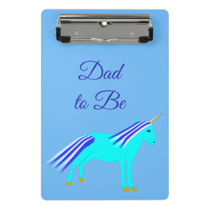 Cute Blue Baby Boy Unicorn Custom Dad to be Mini C Klembord