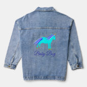 Cute Blue Baby Boy Unicorn Gender onthullen Aangep Denim Jacket (Achterkant)