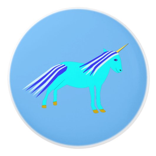 Cute Blue Baby Boy Unicorn Nursery Keramische Knop (Voorkant)