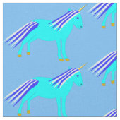 Cute Blue Baby Boy Unicorn Patterned Stof (Close Up)