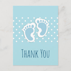 Cute Blue Baby Boy's Feet Illustratie Dank je Briefkaart