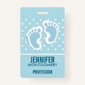 Cute Blue Baby Boy's Feet Illustration Badge (Voorkant)