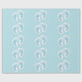 Cute Blue Baby Boy's Feet Illustration Cadeaupapier (Vlak)