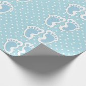 Cute Blue Baby Boy's Feet Illustration Cadeaupapier (Hoek)