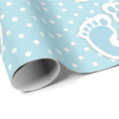 Cute Blue Baby Boy's Feet Illustration Cadeaupapier (Rol Hoek)