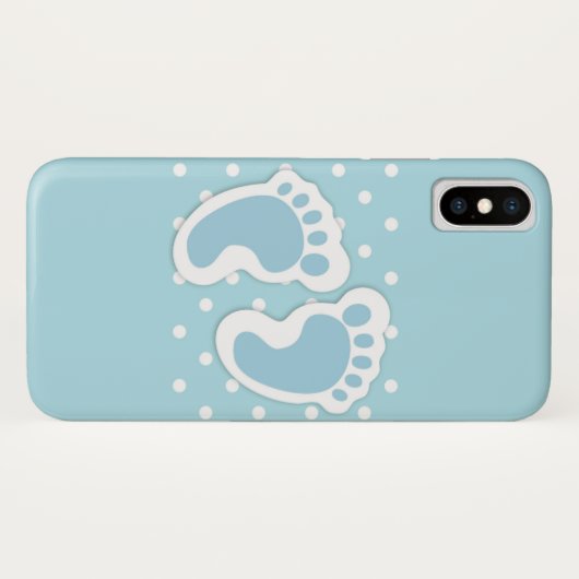 Cute Blue Baby Boy's Feet Illustration Case-Mate iPhone Case (Achterkant (horizontaal))