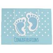 Cute Blue Baby Boy's Feet Illustration Groot Cadeauzakje (Achterkant)