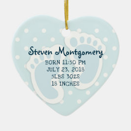 Cute Blue Baby Boy's Feet Illustration Keramisch Ornament