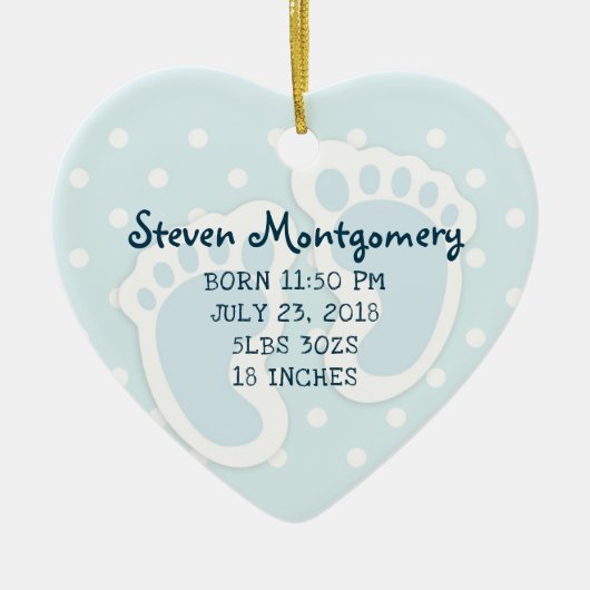 Cute Blue Baby Boy's Feet Illustration Keramisch Ornament (Voorkant)