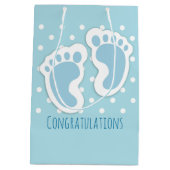 Cute Blue Baby Boy's Feet Illustration Medium Cadeauzakje (Achterkant)