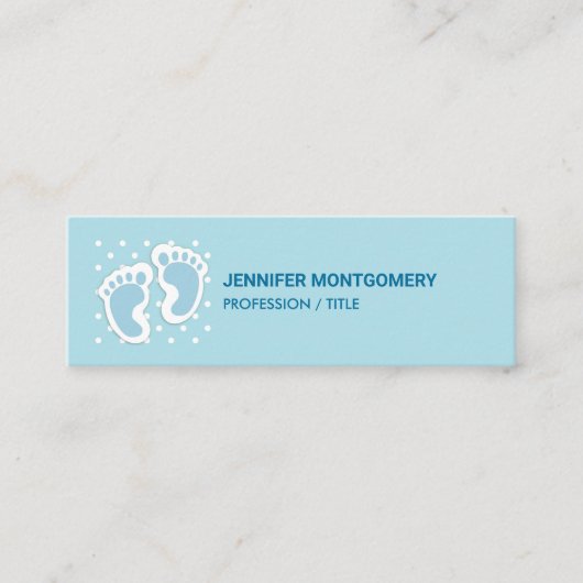 Cute Blue Baby Boy's Feet Illustration Mini Visitekaartje (Voorkant)