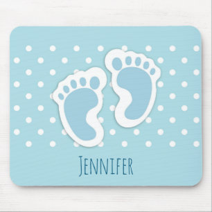 Cute Blue Baby Boy's Feet Illustration Muismat