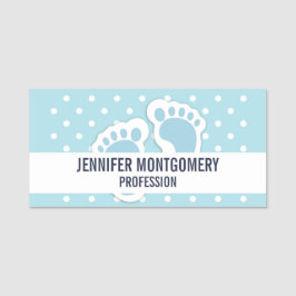 Cute Blue Baby Boy's Feet Illustration Naamplaatje