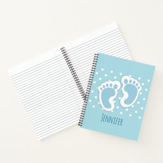 Cute Blue Baby Boy's Feet Illustration Notitieboek (Binnen)