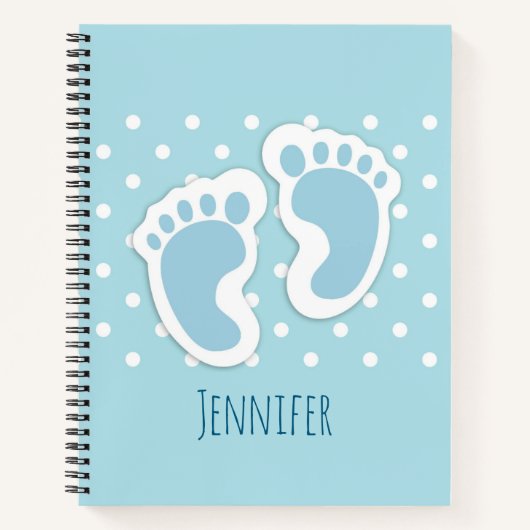 Cute Blue Baby Boy's Feet Illustration Notitieboek (Voorkant)