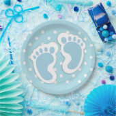 Cute Blue Baby Boy's Feet Illustration Papieren Bordje (Feest)