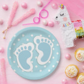 Cute Blue Baby Boy's Feet Illustration Papieren Bordje (Feest)