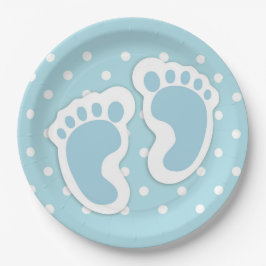 Cute Blue Baby Boy's Feet Illustration Papieren Bordje