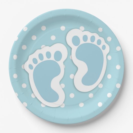 Cute Blue Baby Boy's Feet Illustration Papieren Bordje (Voorkant)
