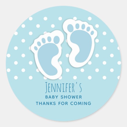 Cute Blue Baby Boy's Feet Illustration Ronde Sticker (Voorkant)