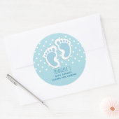 Cute Blue Baby Boy's Feet Illustration Ronde Sticker (Envelop)