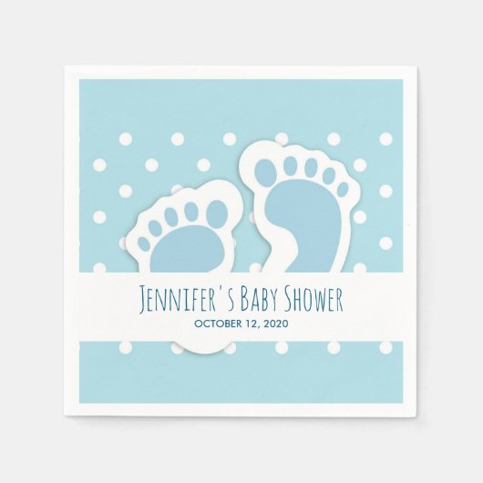Cute Blue Baby Boy's Feet Illustration Servet (Voorkant)