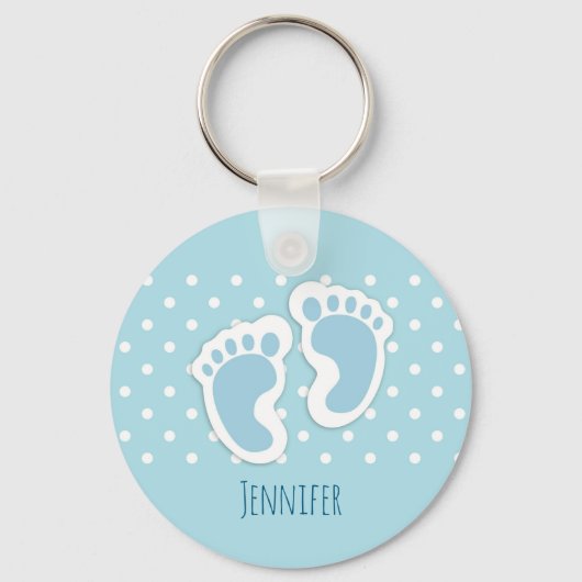 Cute Blue Baby Boy's Feet Illustration Sleutelhanger (Voorkant)