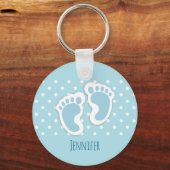 Cute Blue Baby Boy's Feet Illustration Sleutelhanger (Voorkant)