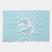 Cute Blue Baby Boy's Feet Illustration Theedoek (Horizontaal)