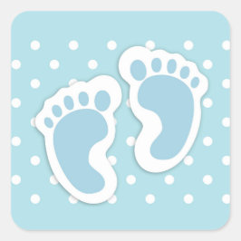 Cute Blue Baby Boy's Feet Illustration Vierkante Sticker