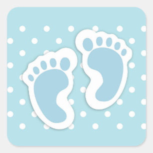 Cute Blue Baby Boy's Feet Illustration Vierkante Sticker