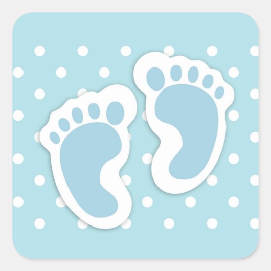 Cute Blue Baby Boy's Feet Illustration Vierkante Sticker (Voorkant)