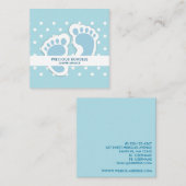 Cute Blue Baby Boy's Feet Illustration Vierkante Visitekaartje (Voorkant / Achterkant)