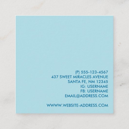 Cute Blue Baby Boy's Feet Illustration Vierkante Visitekaartje (Achterkant)