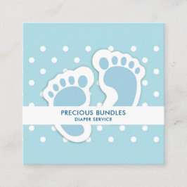Cute Blue Baby Boy's Feet Illustration Vierkante Visitekaartje