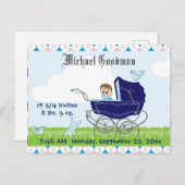 Cute  Blue Baby Carriage Briefkaart (Voorkant / Achterkant)