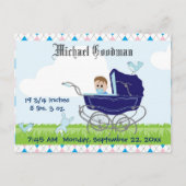 Cute  Blue Baby Carriage Briefkaart (Voorkant)