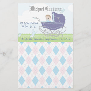 Cute  Blue Baby Carriage Briefpapier