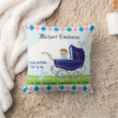 Cute  Blue Baby Carriage Kussen (Deken)